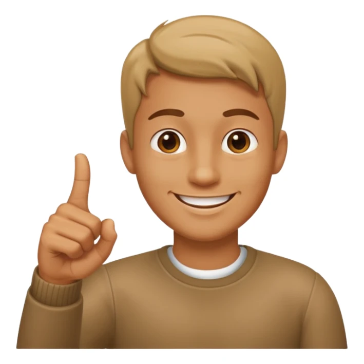 man pointing with index finger on his hand and smiling sticker