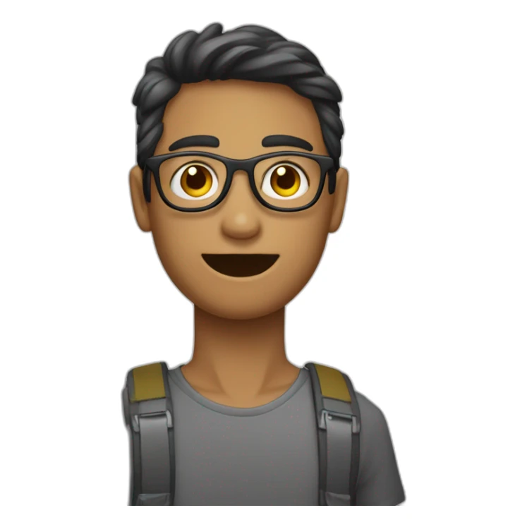 joven con gafas y un letrero de hola sticker