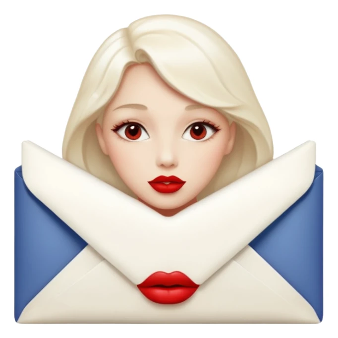 a beautiful loving kiss on it lipstick white opal envelope sticker