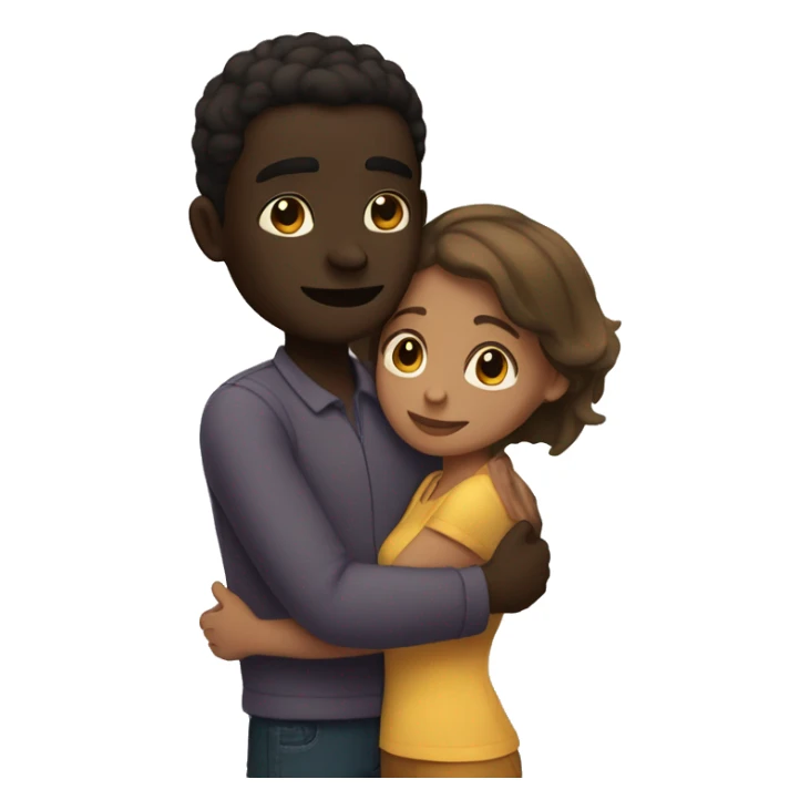 Dark skin taller guy and brown skin shorter girl hugging sticker