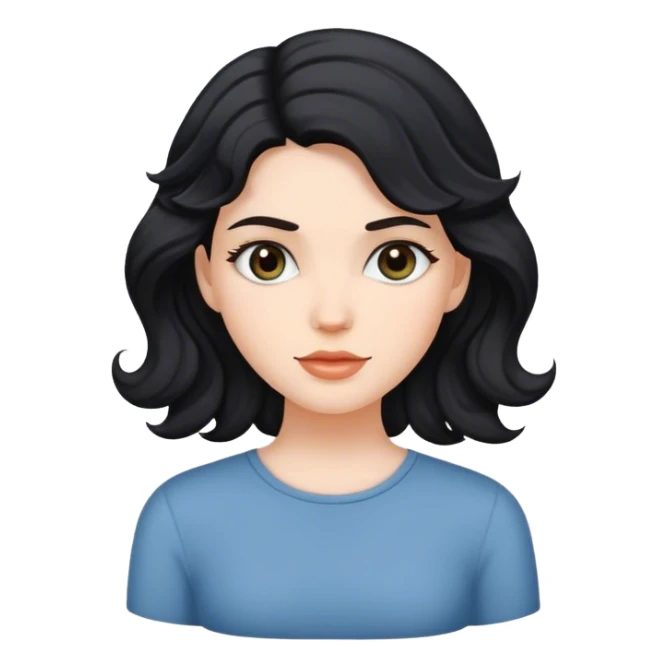 White girl with black wavy hair sticker