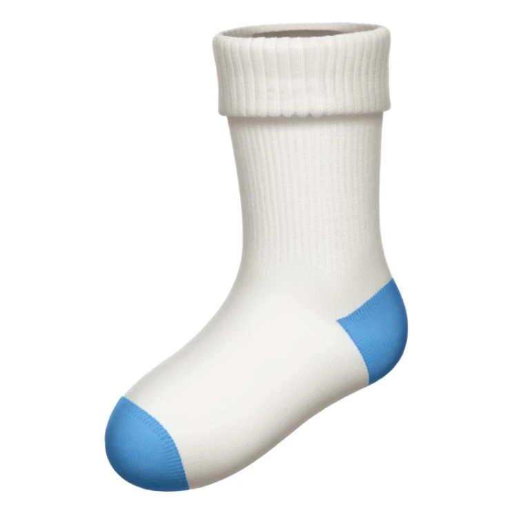 minimal emoji, white sock, hole at big toe, slightly frayed edges sticker