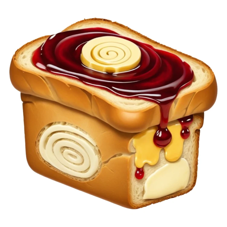 a loaf of bread with butter and jam sticker