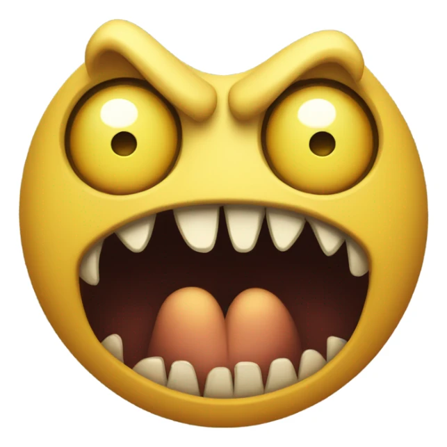 Unfathomable horrors on the face of a yellow emoji sticker