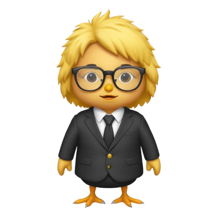 chick animal with glasses, wearing suit sticker