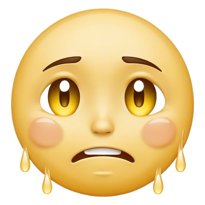 Yellow sad face with tears and smile  sticker