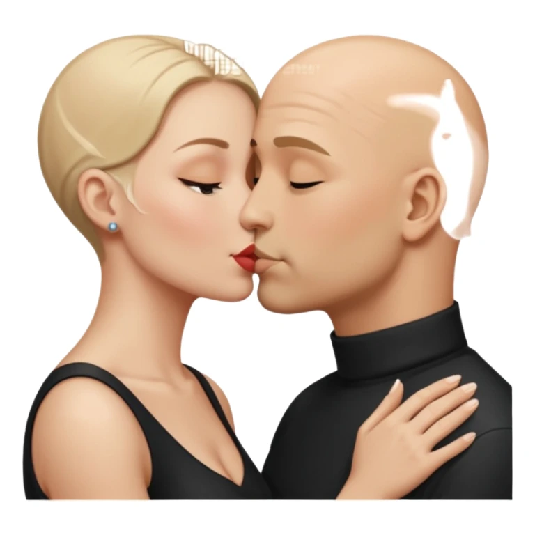 Bald man kissing dark blonde woman sticker