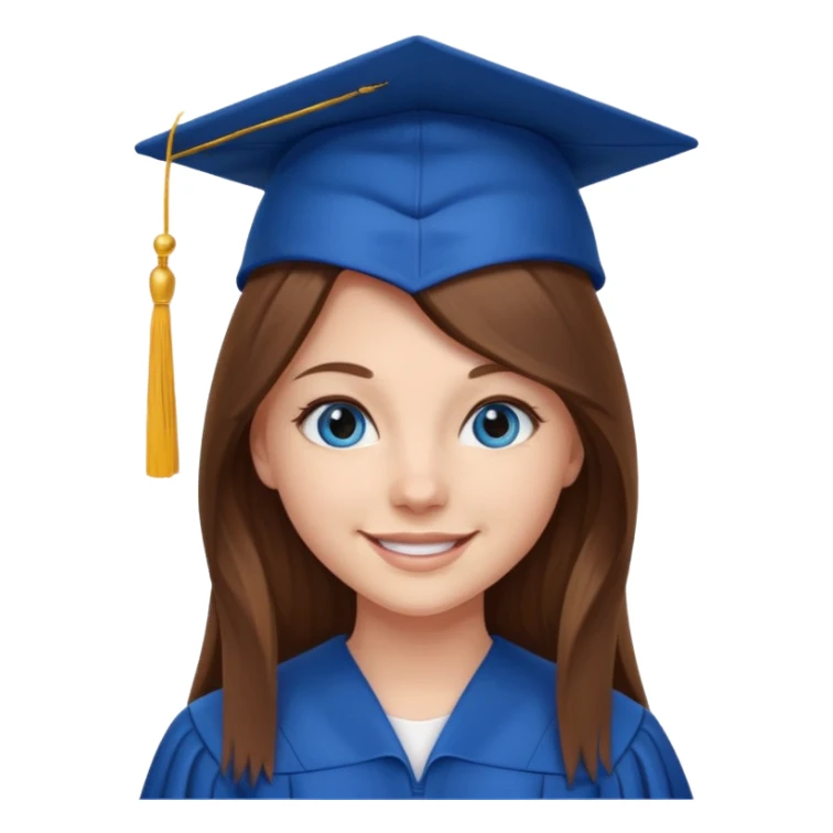 high school graduation with a pretty female high school student with long brown hair, blue eyes sticker