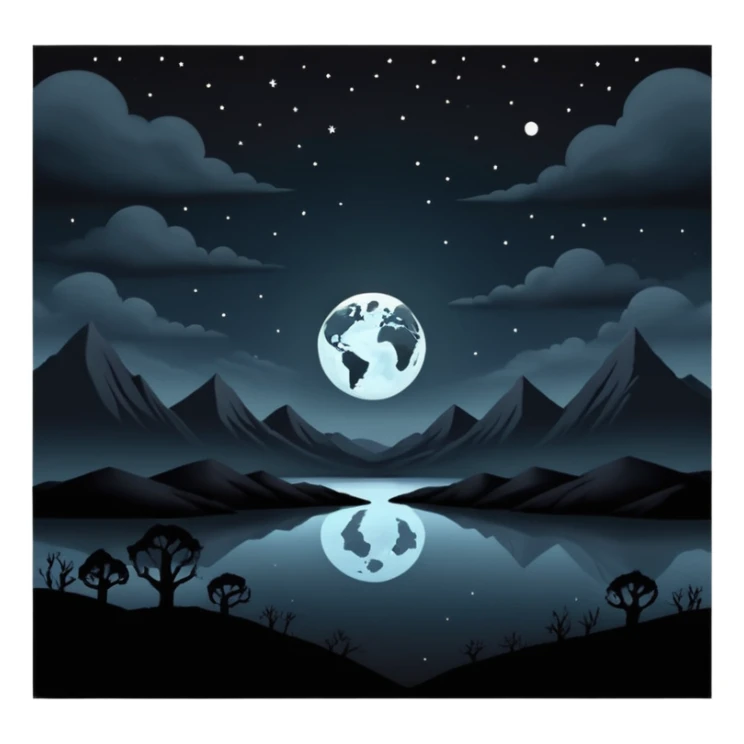 dark and eerie scene, the entire world covered in darkness. The sky is deep black with no stars or light, no moon, no glow just total void and silence. The atmosphere feels ominous and unsettling, as if darkness has swallowed everything. No characters, no visible light sources sticker