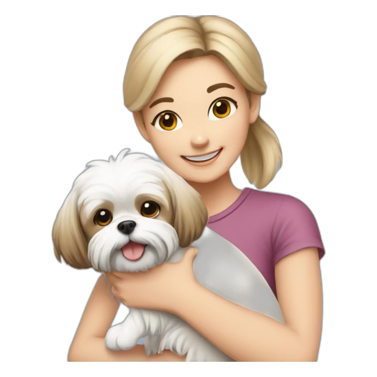 happy girl carrying happy Shih Tzu sticker