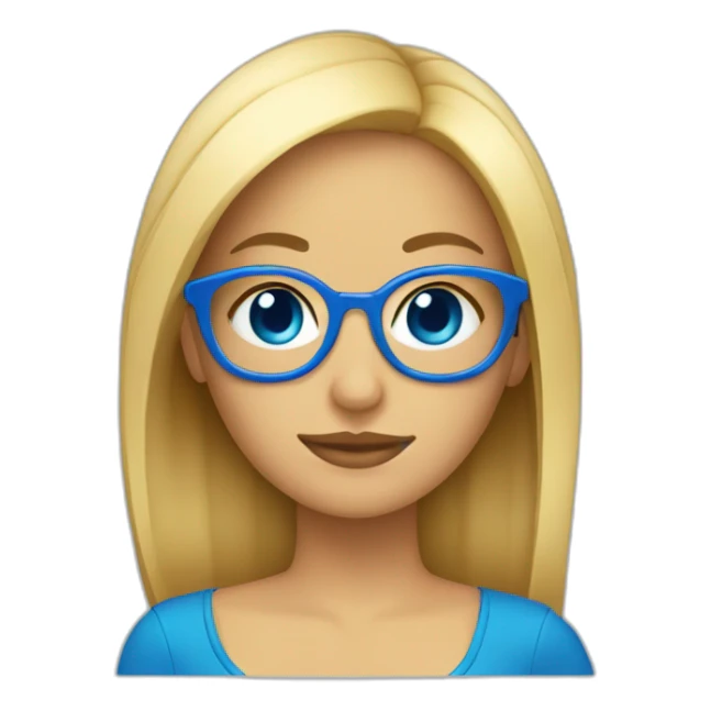 chica rubia con pelo largo y ojos azules con gafas sticker