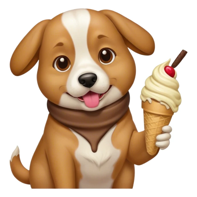 Dog eating ice cream sticker