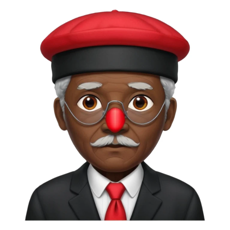 black suited old man with red fes hat and eye pach sticker