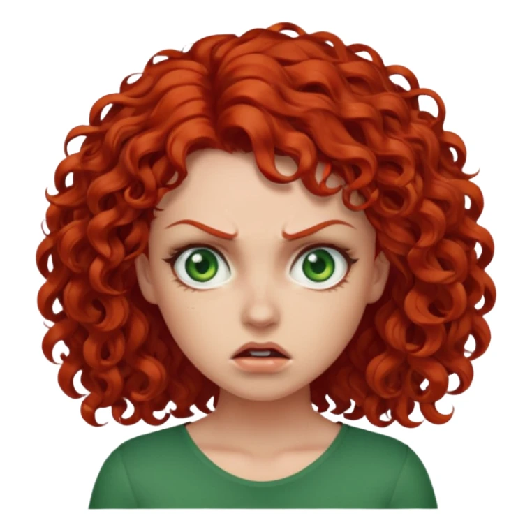 👩🏻‍🦰curly hair angry  but cute green eyes sticker