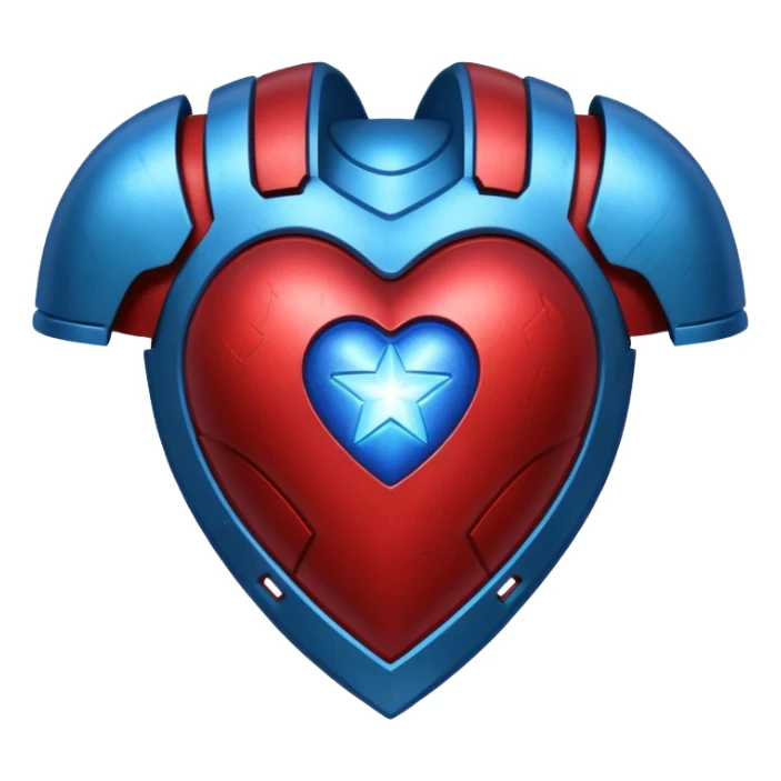 A red Iron Man armor heart with a glowing blue star in the center sticker