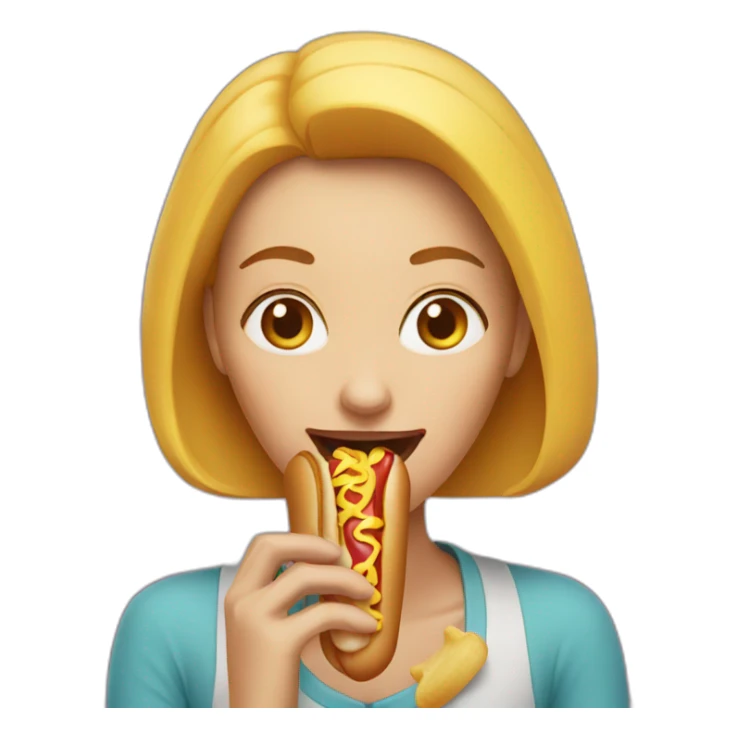 Woman eating hotdog sticker