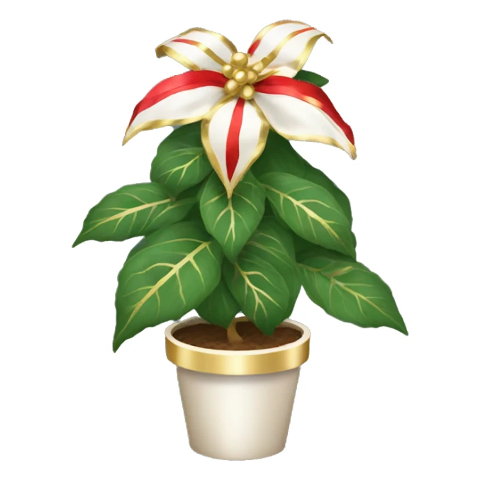 Giant red and white pointsetta plant with gold ribbons sticker