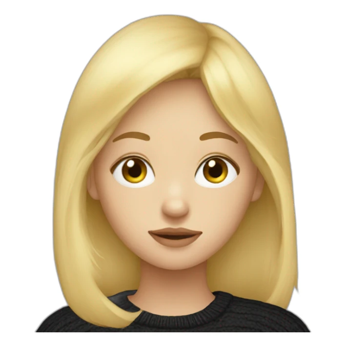 Blond girl with bang in black sweater sleep sticker