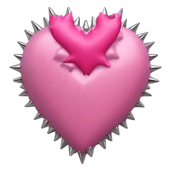 pink glittery heart of human with chrome spikes and roses sticker