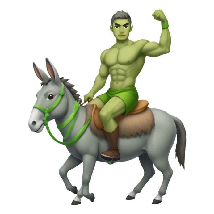hulk riding on grey color donkey sticker