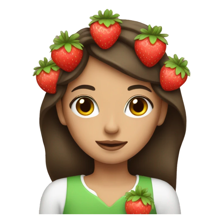 brunette girl with a strawberry crown sticker