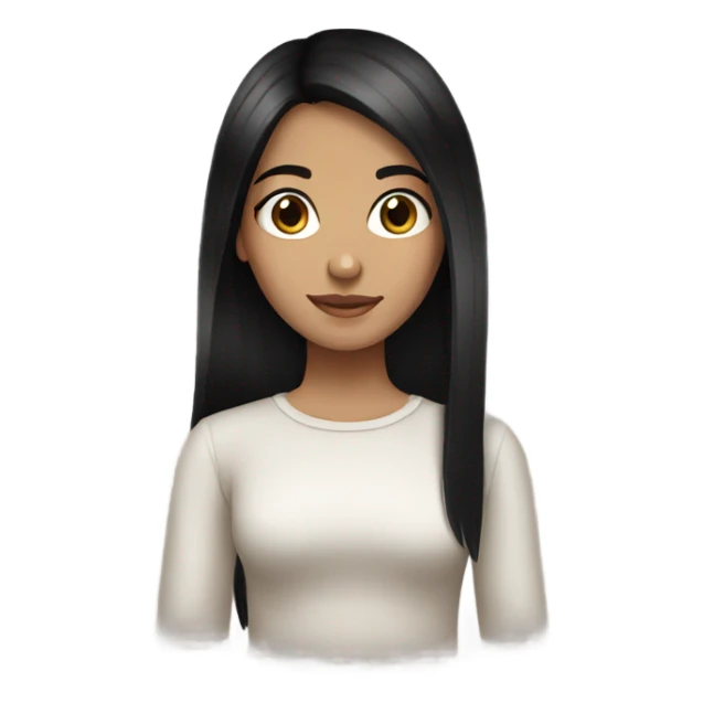 a girl with medium to long black hair, dark brown eyes sticker
