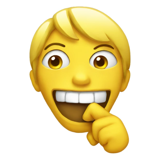 yellow emoji chewing with finger over mouth sticker
