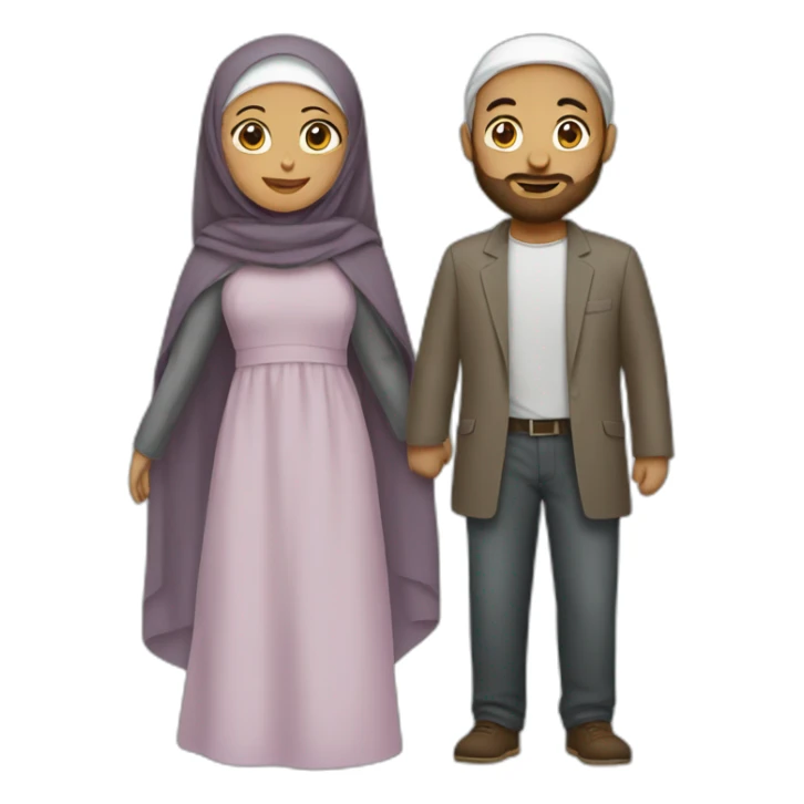 Man and woman with hijab couple sticker