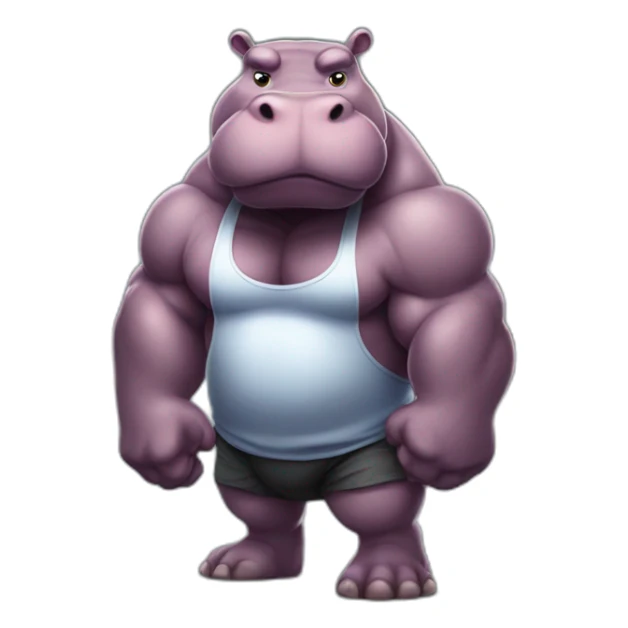 very strong and muscular hippo flexing sticker