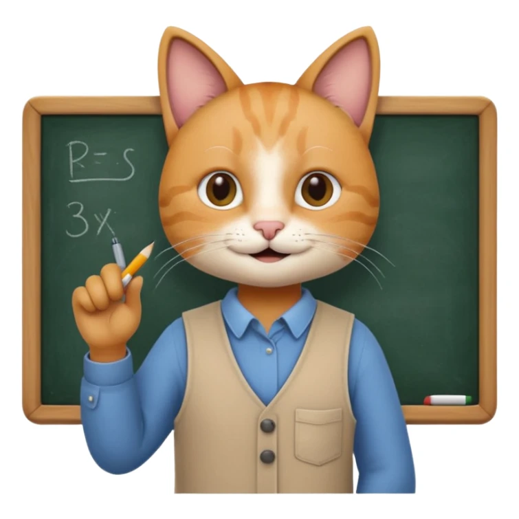 cat researcher writing on a chalkboard emoji sticker