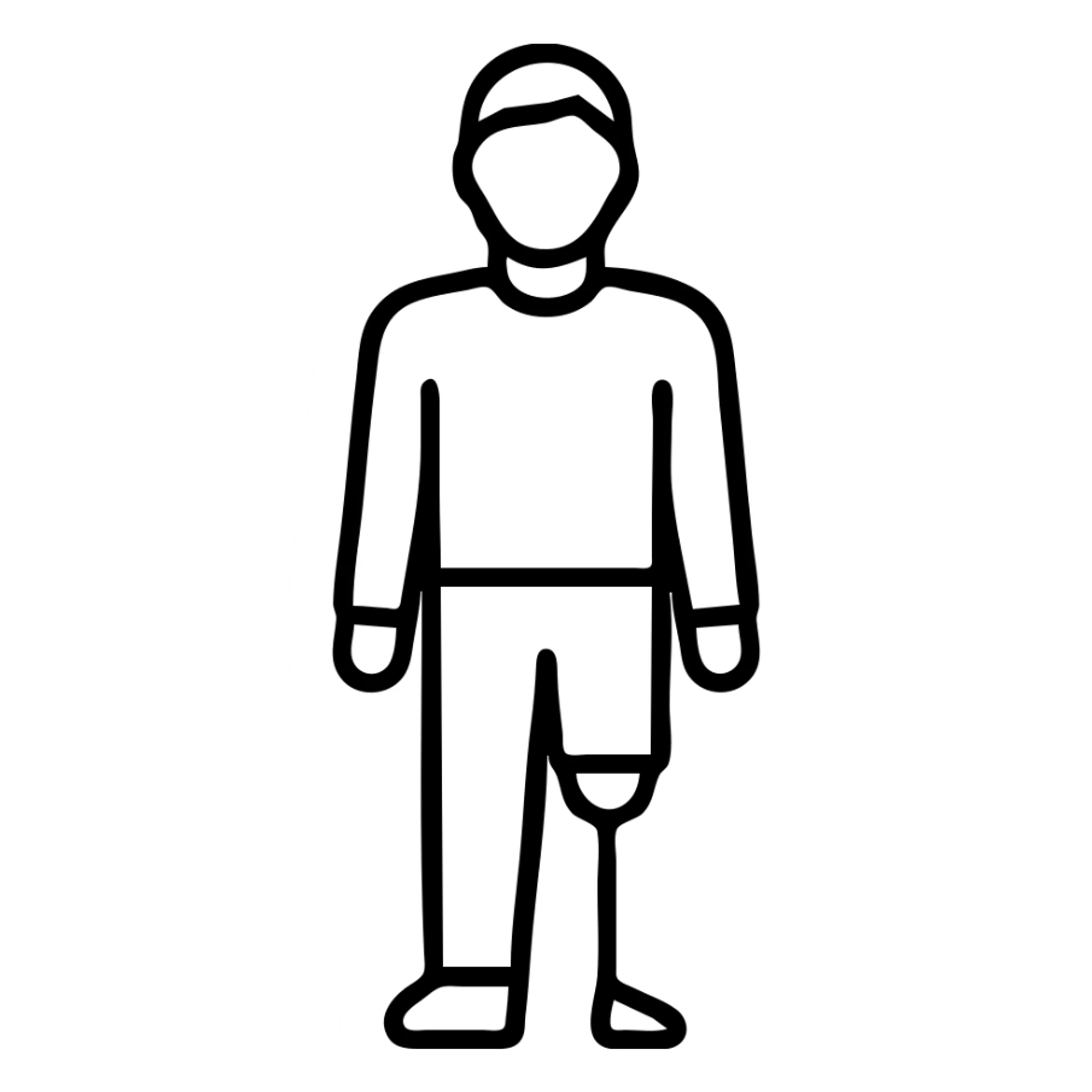 outlined icon of a man with a peg leg sticker
