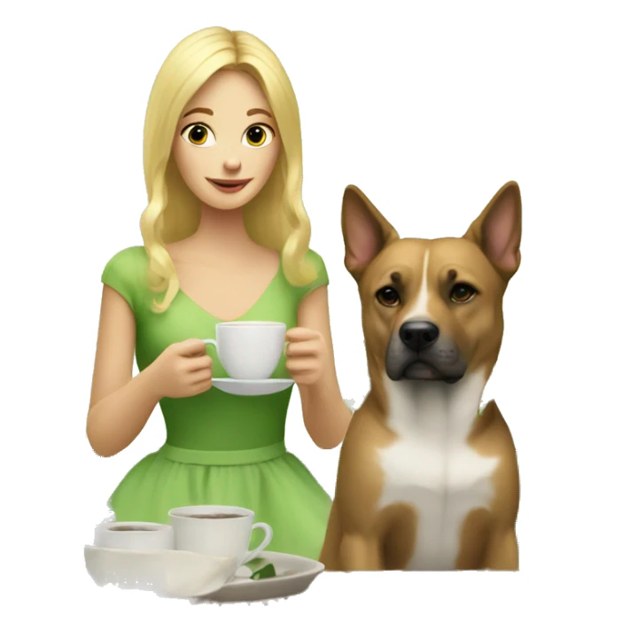 Blonde princess drinking coffee with dog and plants sticker