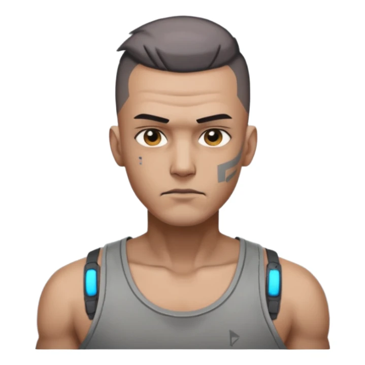 cyberpunk shaved man worn tank top sticker