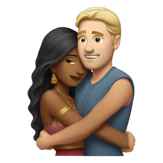 White guy hugging pretty indian girl sticker