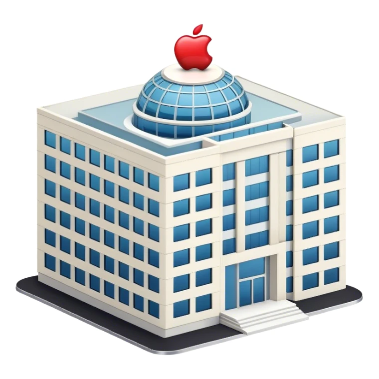 apple brand company building. looks realistic sticker