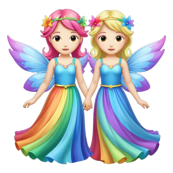 Two Fairy Sisters with Rainbow Wings sticker