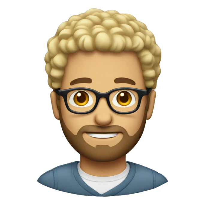 Short blonde curly hair guy with glasses and beard sticker