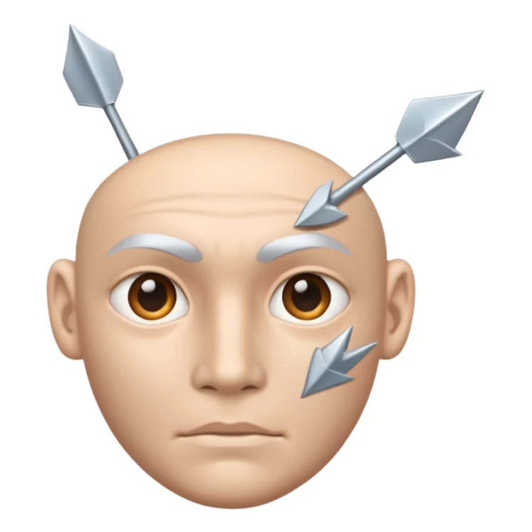 Create an emoji that shows a human head with two diverging arrows representing a choice. sticker