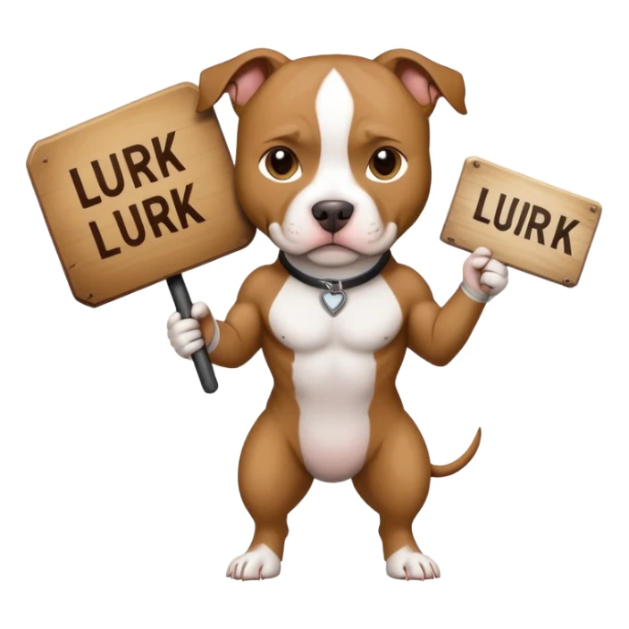 Pit bull holding a sign saying "Lurk" sticker
