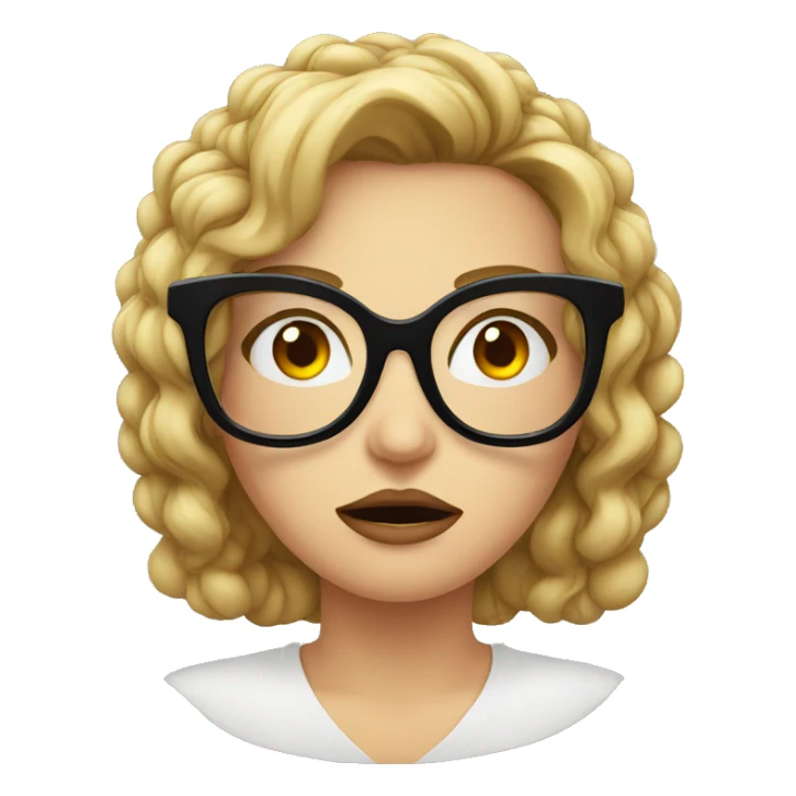 angry woman emoji with black butterfly frame eyeglasses sticker