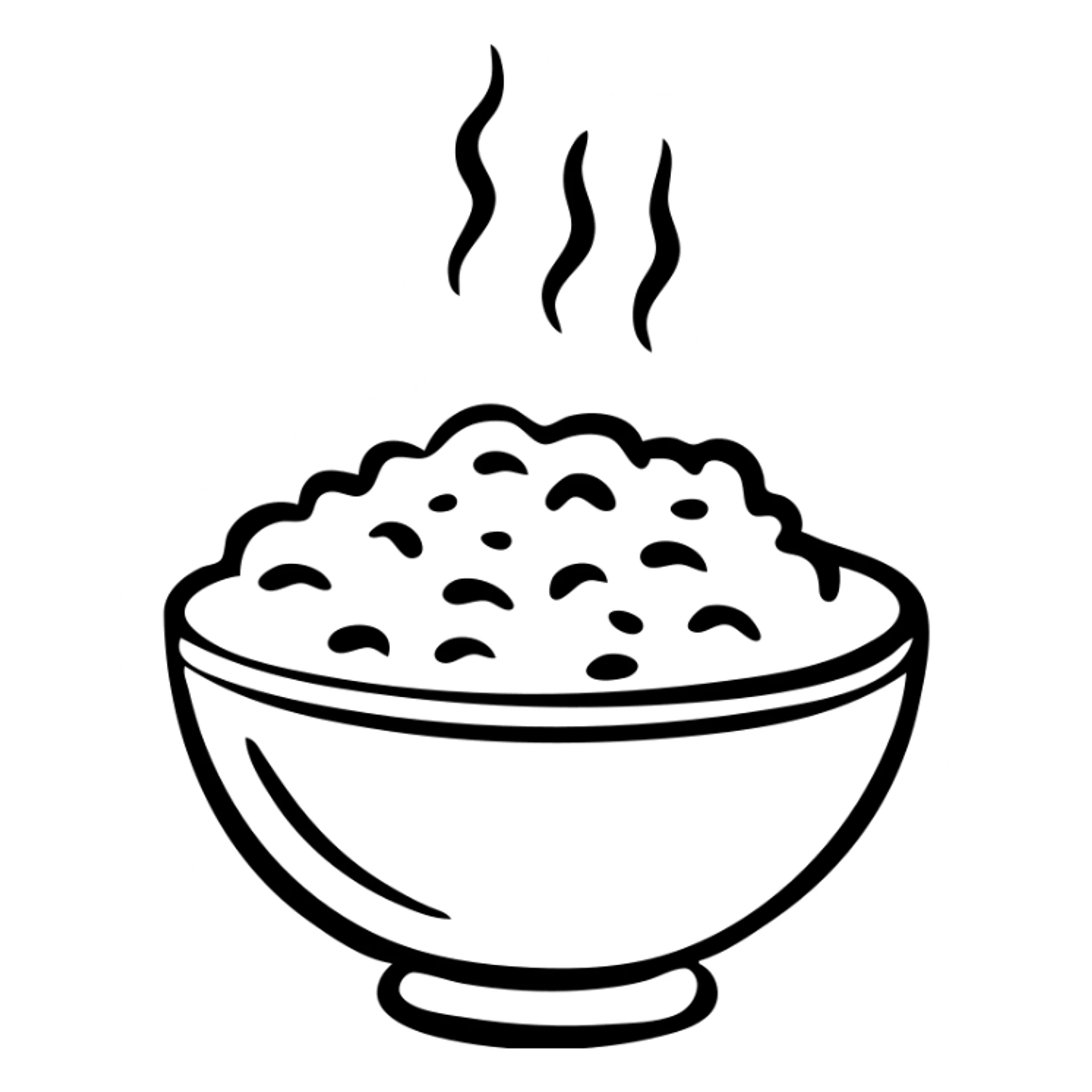 A hand-drawn bowl filled with steaming orange rice, simple design with clear outlines sticker