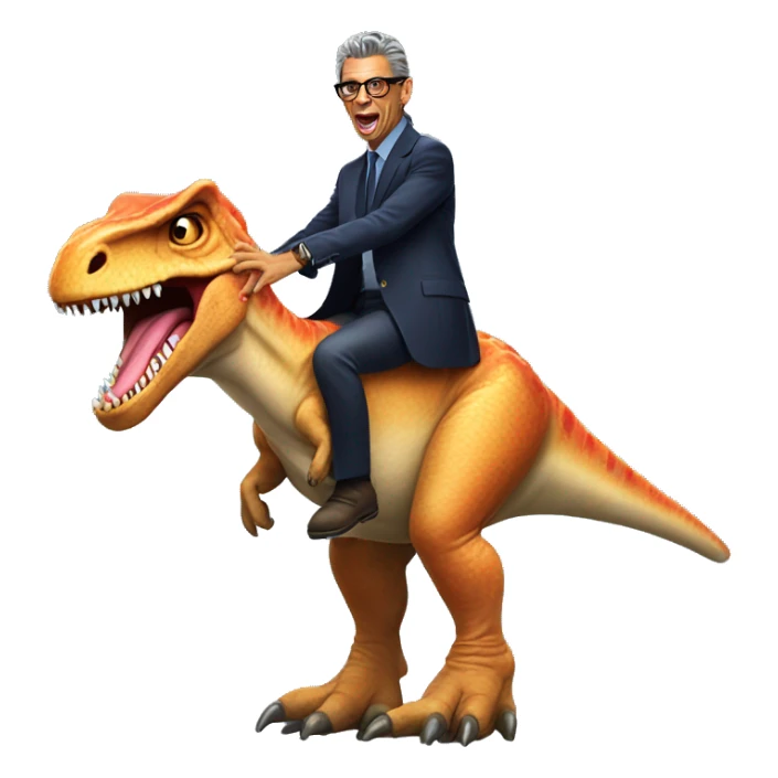 Jeff Goldblum riding a dinosaur  sticker