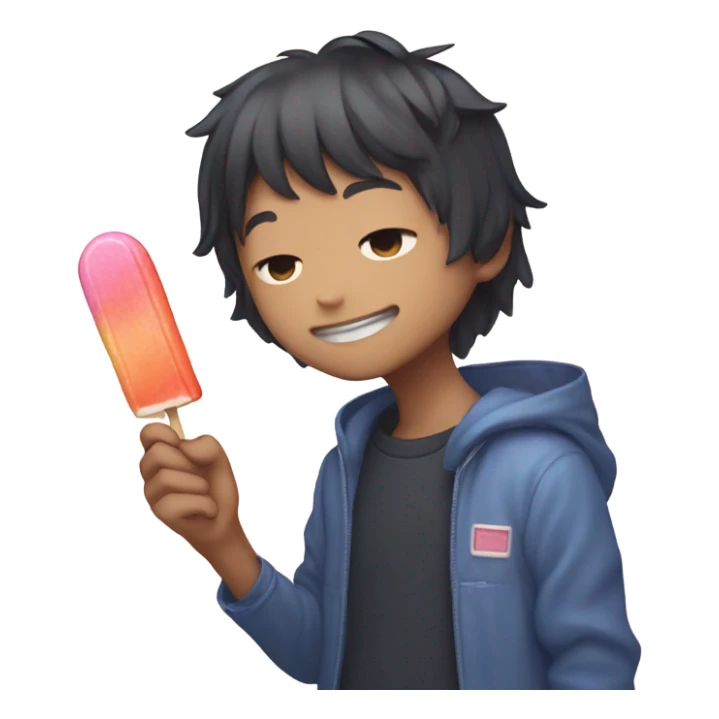 Sunny from the game omori holding a popsicle sticker