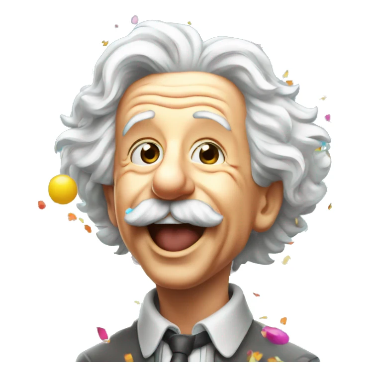 happy albert einstein shooting colorful confetti popper sticker