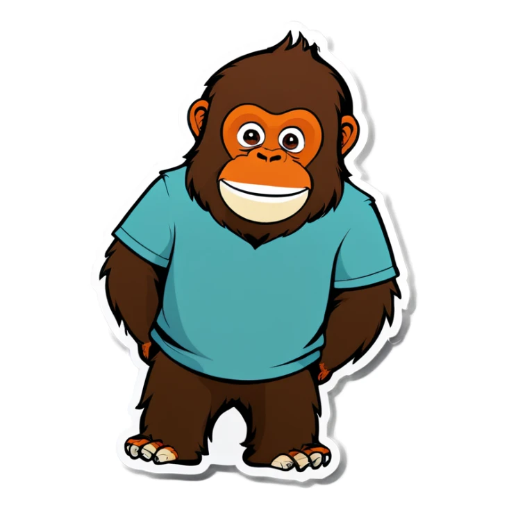 Orangutan wearing t shirt  sticker