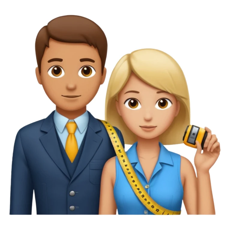 Tailor with Measuring Tape around neck pose with another person sticker