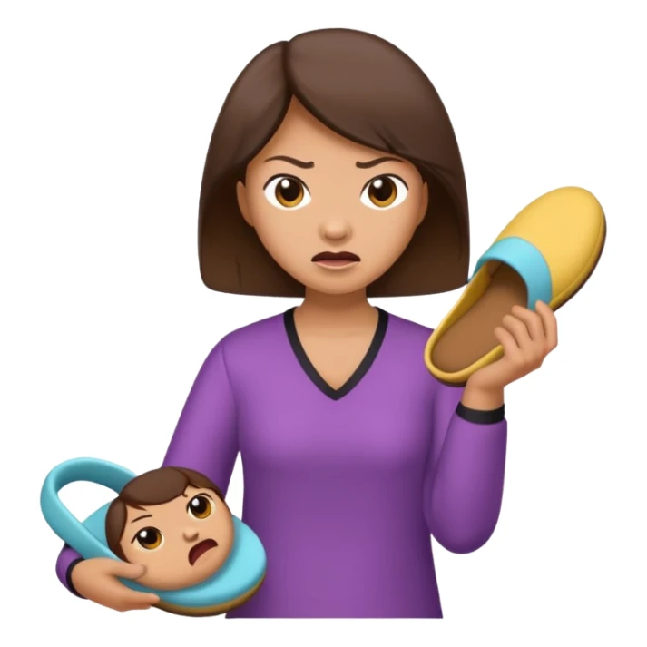 Angry Asian mom with slipper in hand sticker