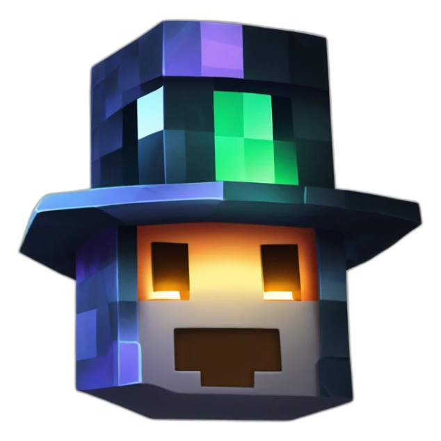 Pixel Minecraft Fedora Halloween Head Diamond Obsidian Emerald Flame Shiny Glow Reward Legendary Unique Epic Mystery sticker
