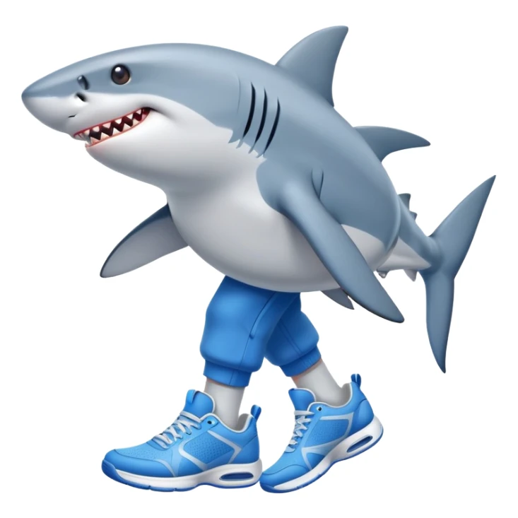 Shark with blue tennis shoes  sticker