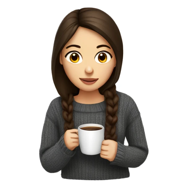 Brunette girl in a jumper drinking coffee sticker